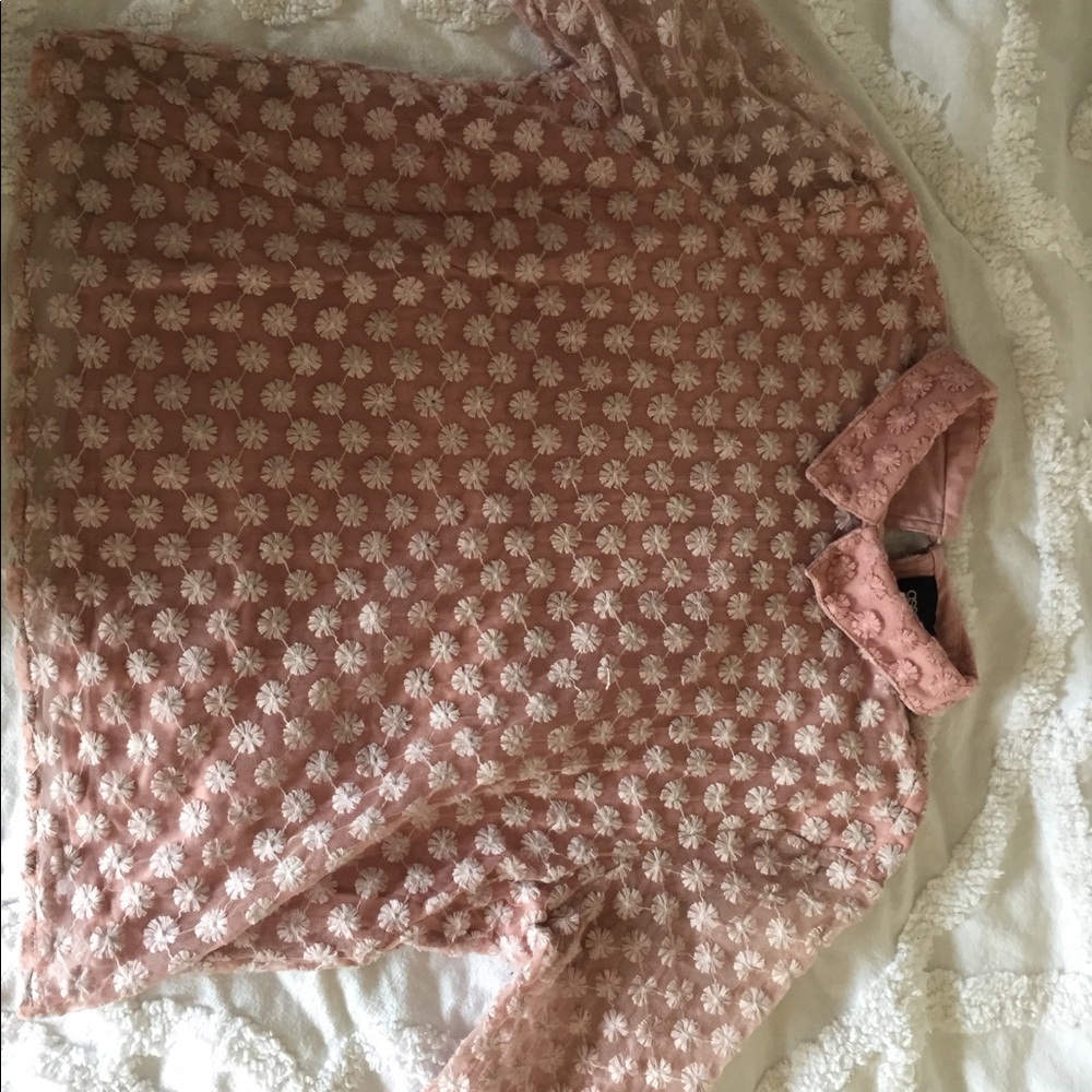 ASOS embroidered pink mesh top
